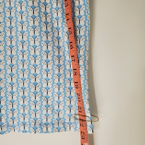 Maeve Anthropologie Butterfly Print Polo Top Size Medium light blue/white - Picture 5 of 7